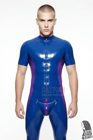 Open-Bum Short-Sleeved Catsuit with Codpiece