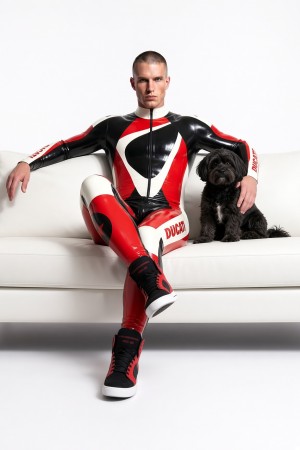 Brand Name MotoGP Biker Front-Zip Latex Catsuit