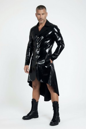 Asymmetric Hem Latex Coat