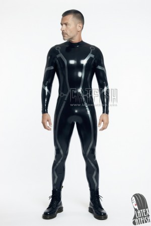 Men's 'Tron Team' Neck Entry Latex Catsuit