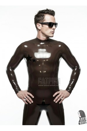 Semi-Transparent Neck Entry Latex Catsuit