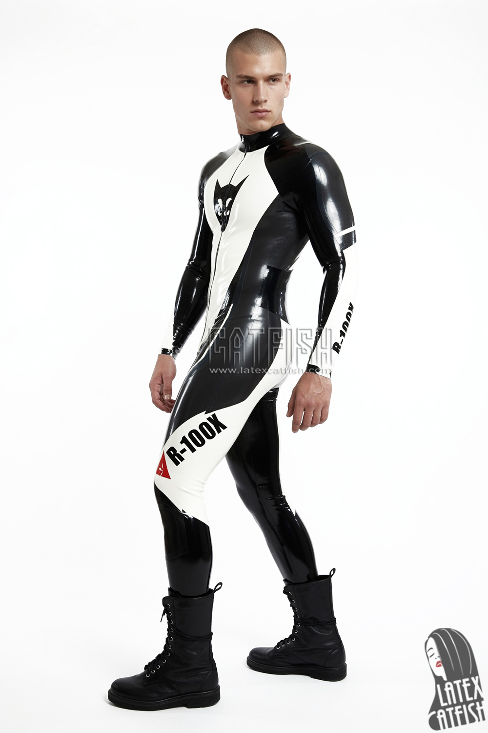 R-100X Branded Latex Biker Catsuit R-100X Branded Latex Biker Catsuit