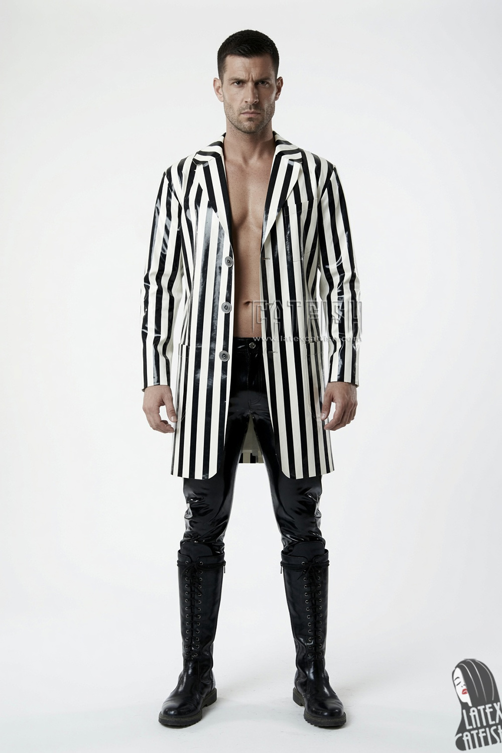Latex Striped Half Coat Latex Striped Half Coat