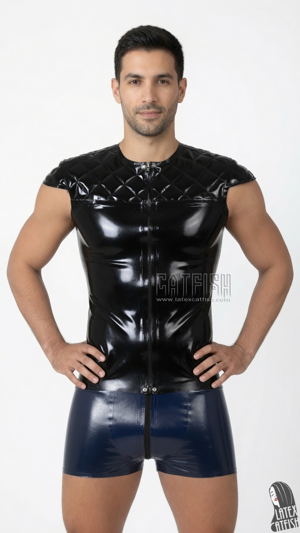 Quilted Pattern Capped Sleeve Latex Top Quilted Pattern Capped Sleeve Latex Top