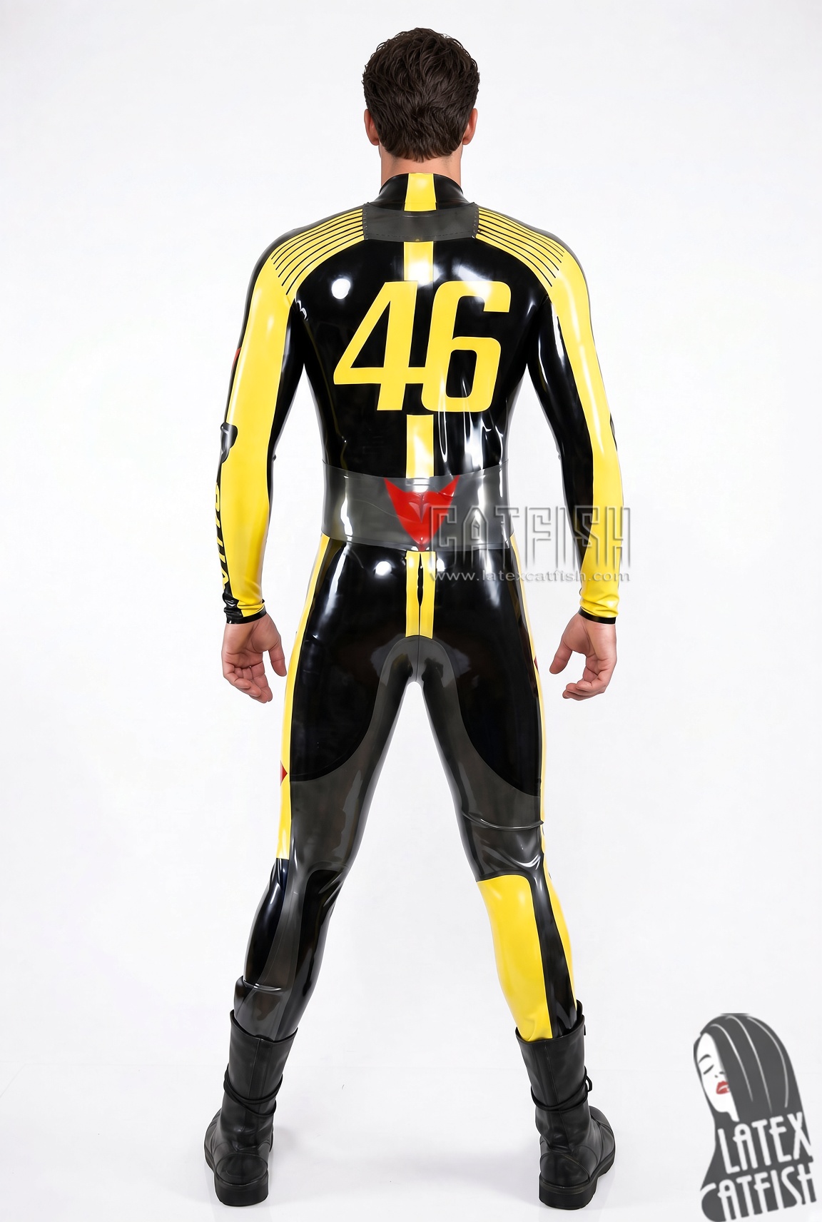 'VR46' Brand Name MotoGP Biker Latex Catsuit 'VR46' Brand Name MotoGP Biker Latex Catsuit