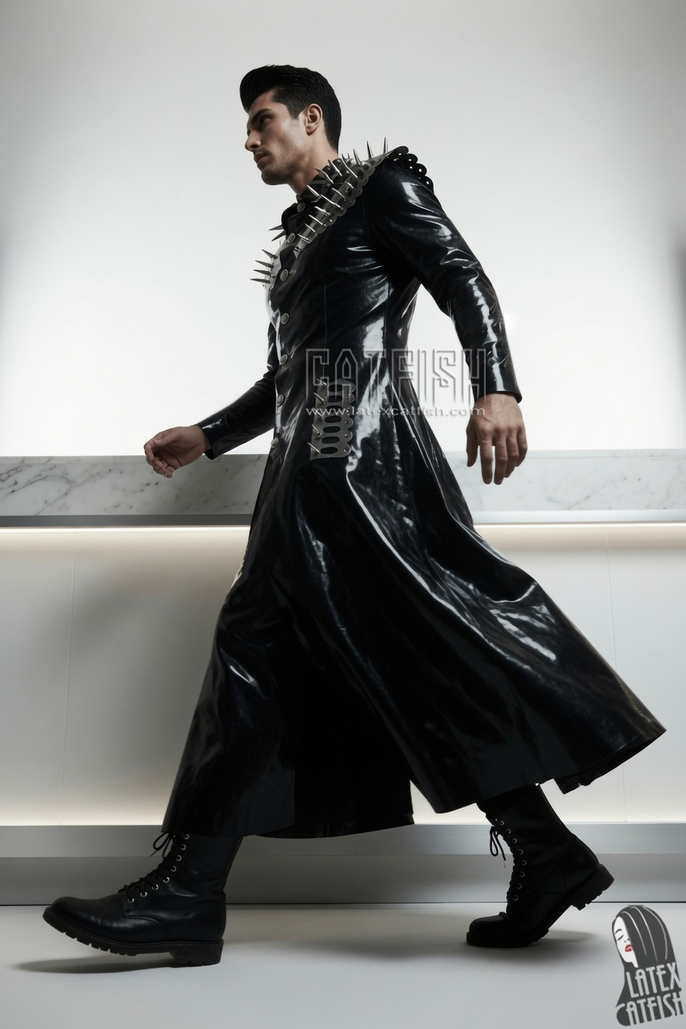 Men's 'Thrones' Latex Full-length Trench Coat Men's 'Thrones' Latex Full-length Trench Coat