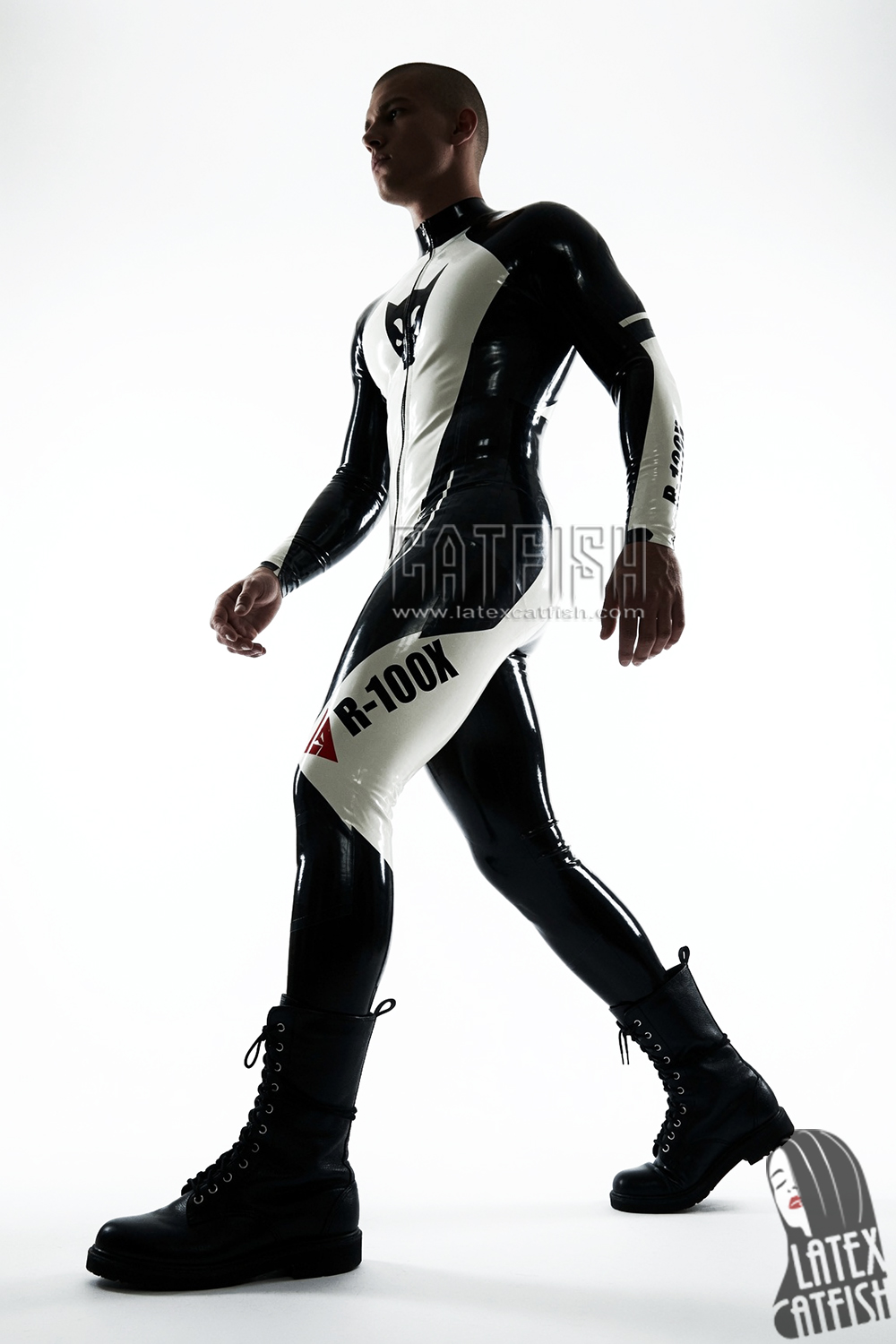 R-100X Branded Latex Biker Catsuit R-100X Branded Latex Biker Catsuit