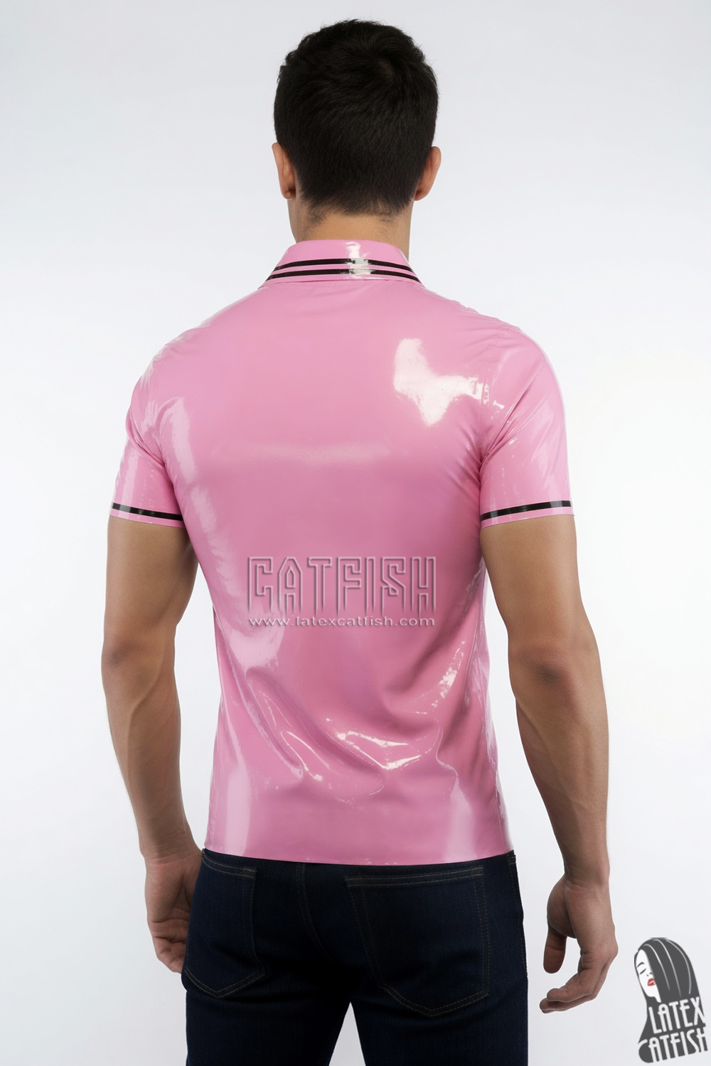 Formal Striped Latex Polo Shirt Formal Striped Latex Polo Shirt