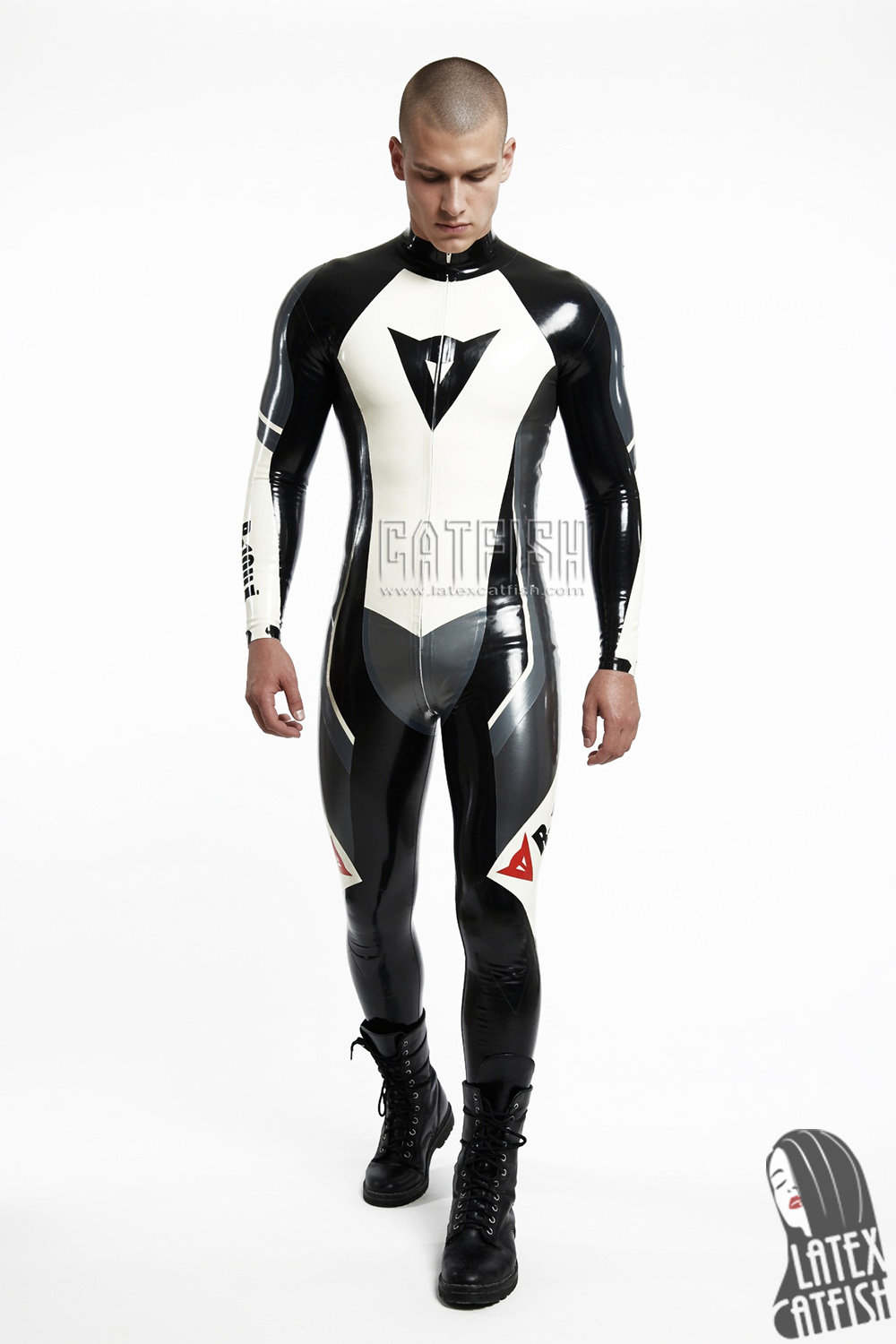 R-100X Branded Latex Biker Catsuit R-100X Branded Latex Biker Catsuit
