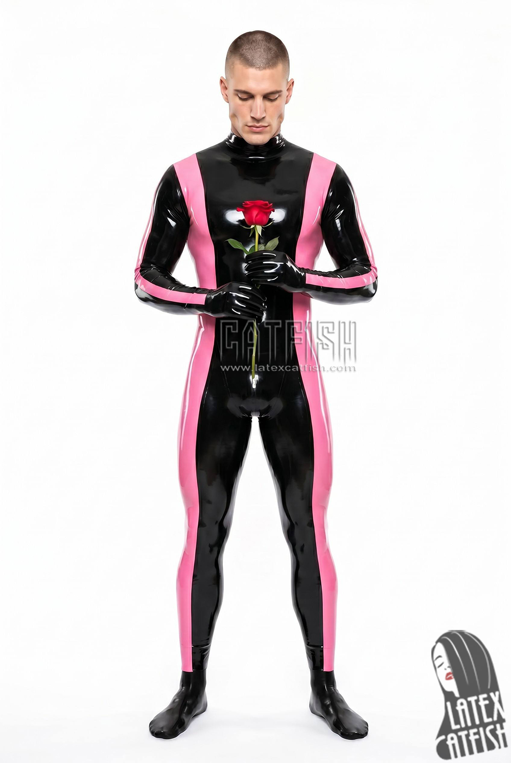 Two-Tone Full Body Latex Gimp Catsuit Two-Tone Full Body Latex Gimp Catsuit