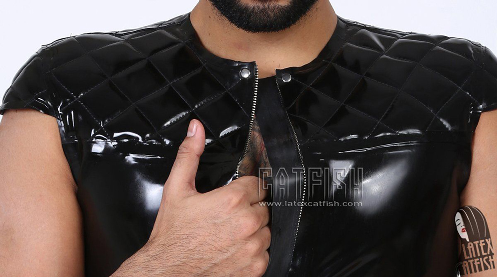 Quilted Pattern Capped Sleeve Latex Top Quilted Pattern Capped Sleeve Latex Top