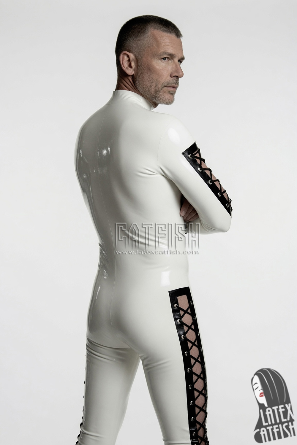Men's 'Diamond Lacing' Latex Catsuit Men's 'Diamond Lacing' Latex Catsuit