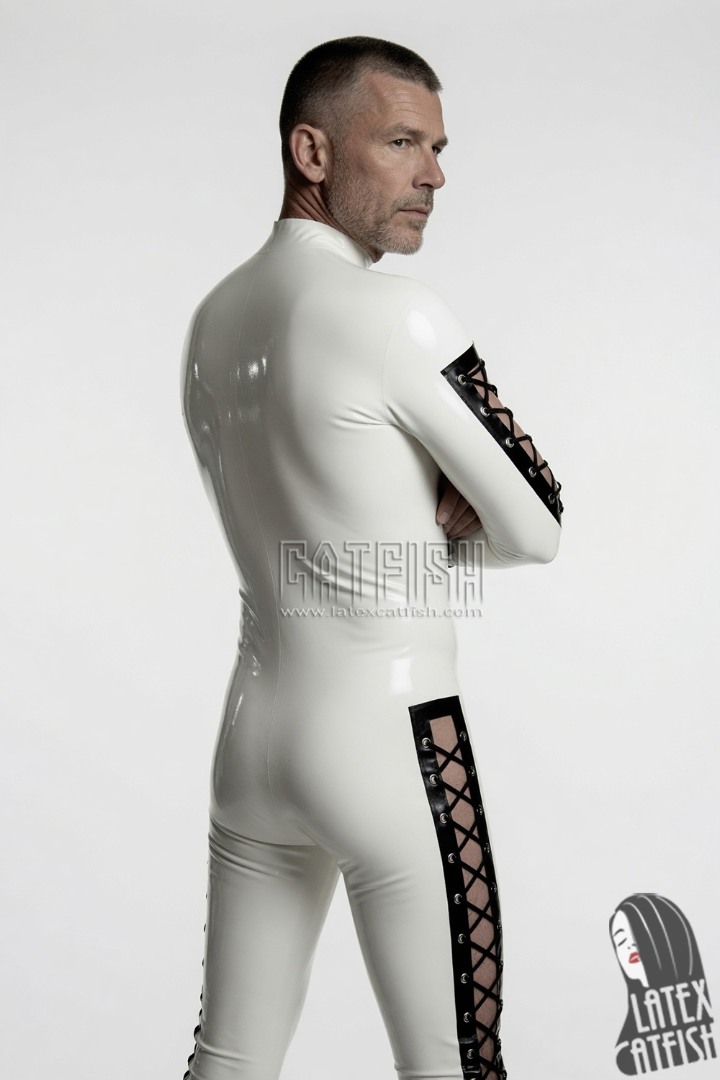 Men's 'Diamond Lacing' Latex Catsuit Men's 'Diamond Lacing' Latex Catsuit
