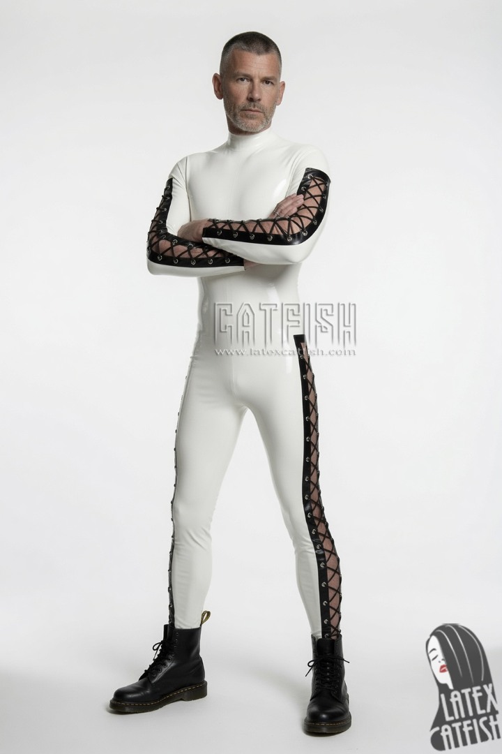 Men's 'Diamond Lacing' Latex Catsuit Men's 'Diamond Lacing' Latex Catsuit