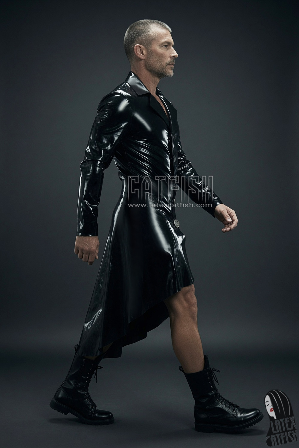 Asymmetric Hem Latex Coat Asymmetric Hem Latex Coat