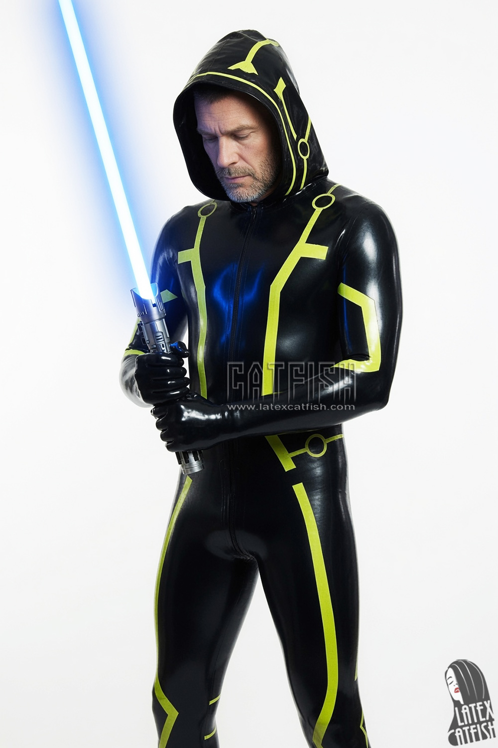 Men's Hooded 'Tron' Latex Catsuit Men's Hooded 'Tron' Latex Catsuit