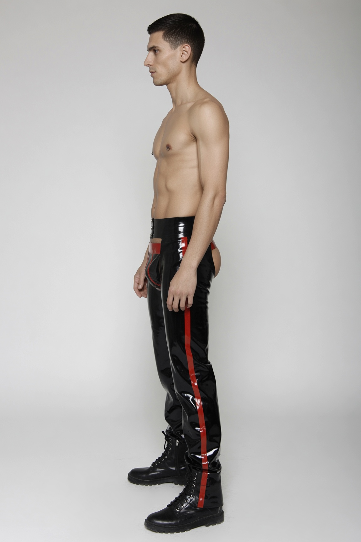 High-Waisted Latex Striped-Leg Chaps High-Waisted Latex Striped-Leg Chaps
